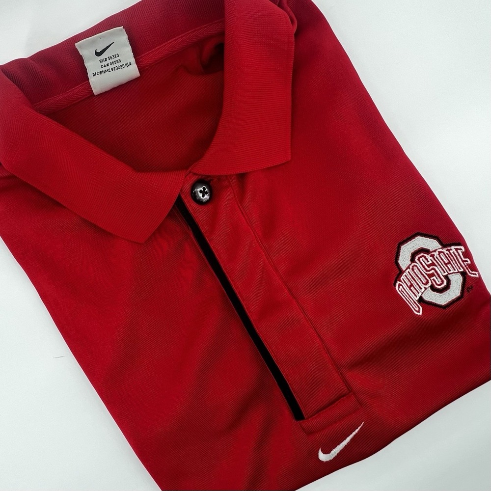Vintage‎ Nike Team Ohio State Buckeyes Polo Shirt Men's L Red 90s Y2K Sportswear